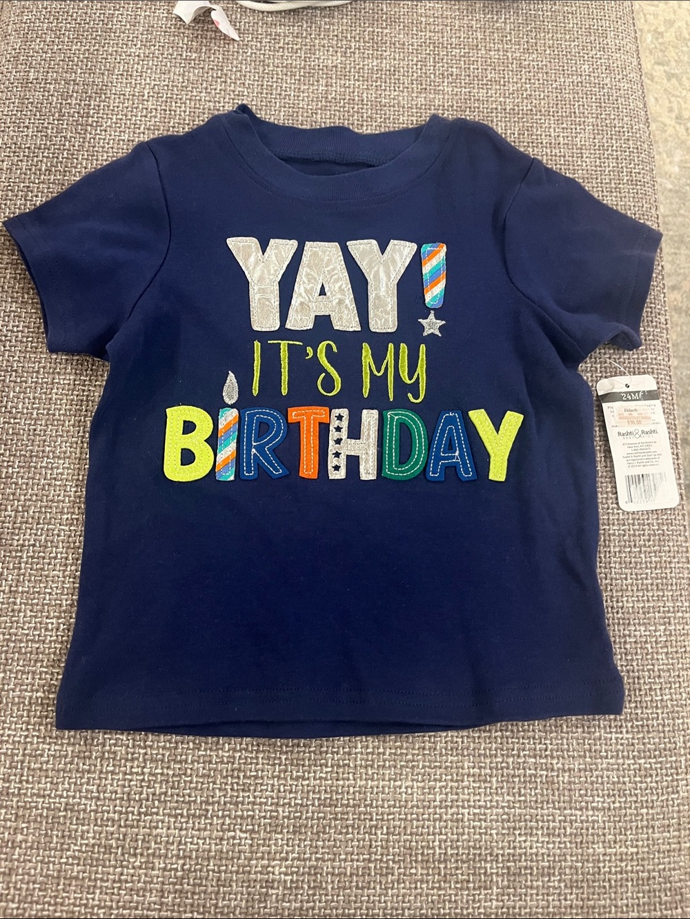 Kids Navy "Yay It's My Birthday" Graphic Tee NWT size 24 mos